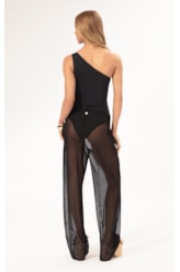 Calça Reta Tule Liso Preto
