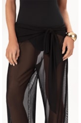 Calça Reta Tule Liso Preto