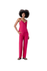 Calça Reta Visco Linho Pink