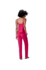 Calça Reta Visco Linho Pink