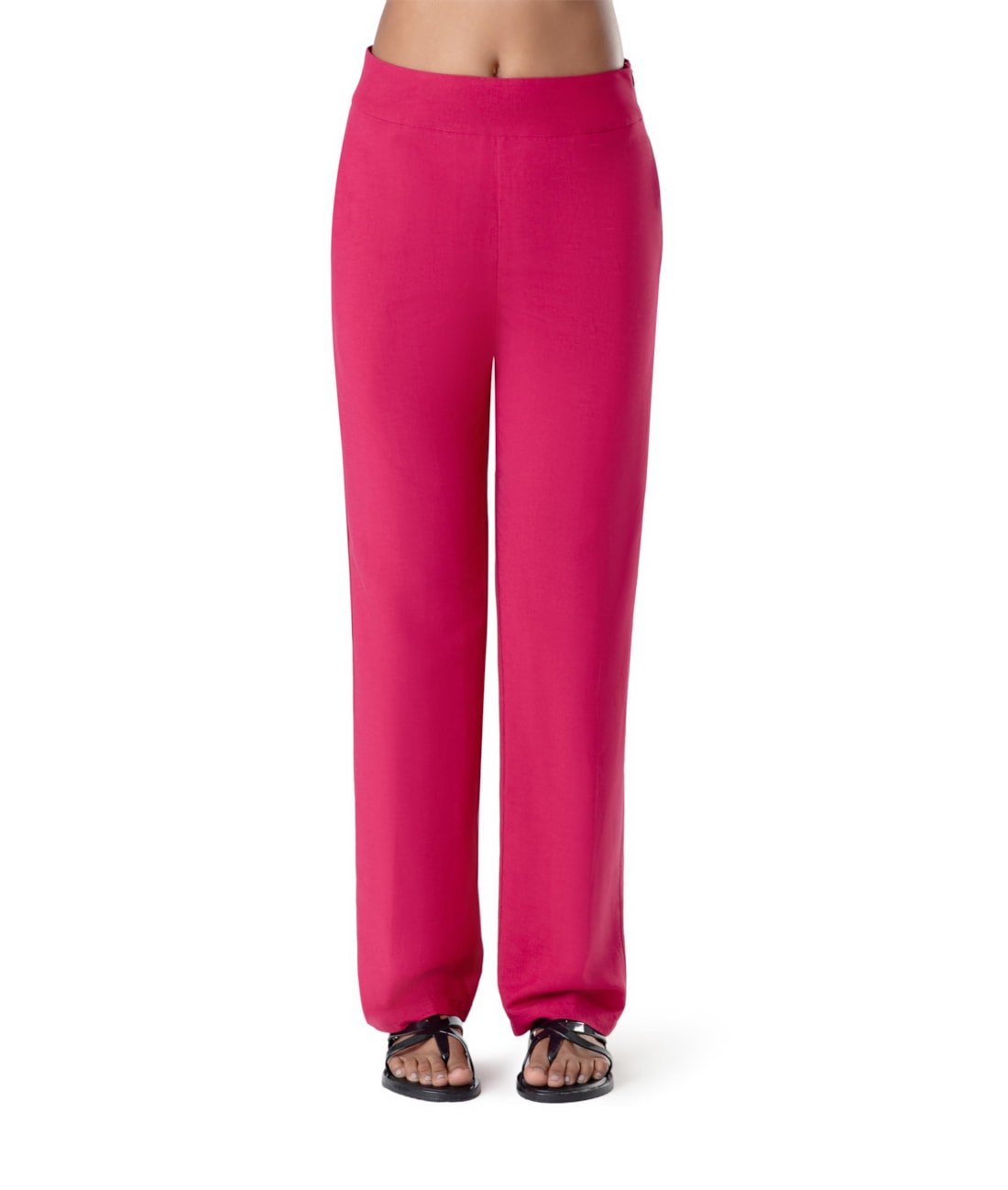 Calça Reta Visco Linho Pink