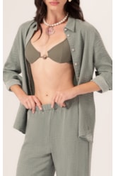 Calça Reta Visco Nuance Verde Militar
