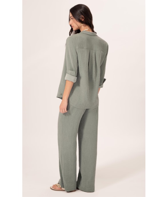 Calça Reta Visco Nuance Verde Militar