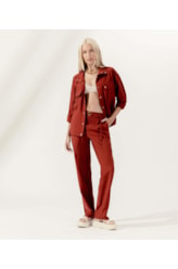 Calça Reta Visco Trench Vinho