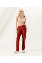 Calça Reta Visco Trench Vinho