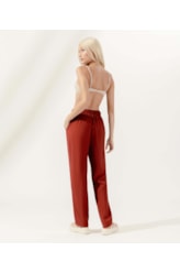 Calça Reta Visco Trench Vinho