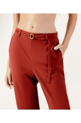 Calça Reta Visco Trench Vinho