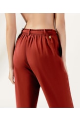 Calça Reta Visco Trench Vinho