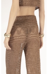 Calca Tricot Lurex Rendado Caramelo