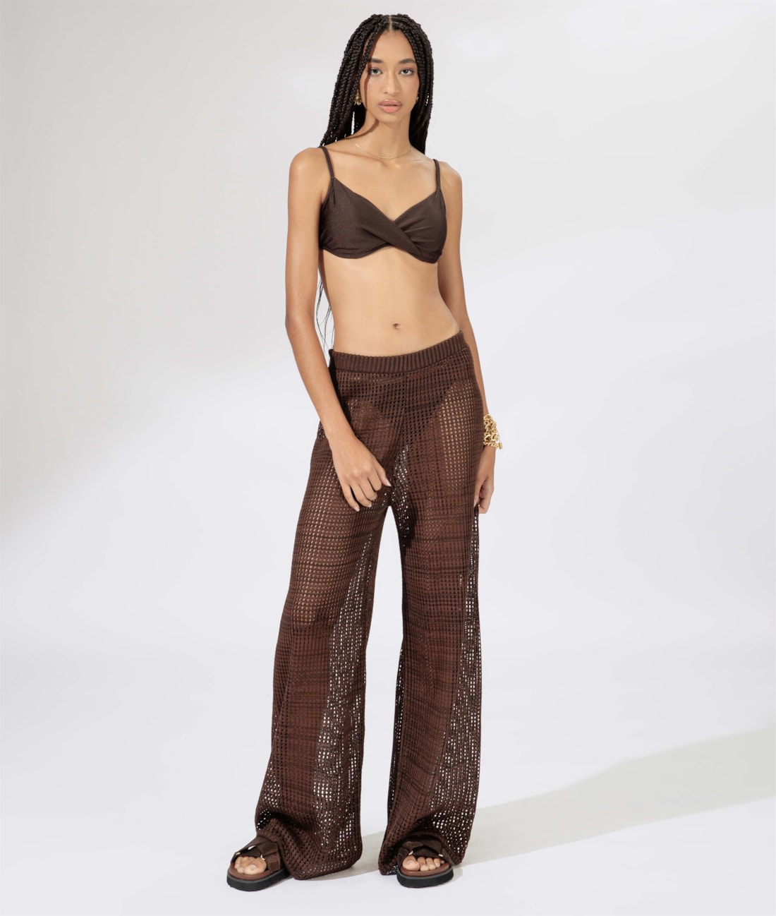 Calça Tricot Paradise Marrom