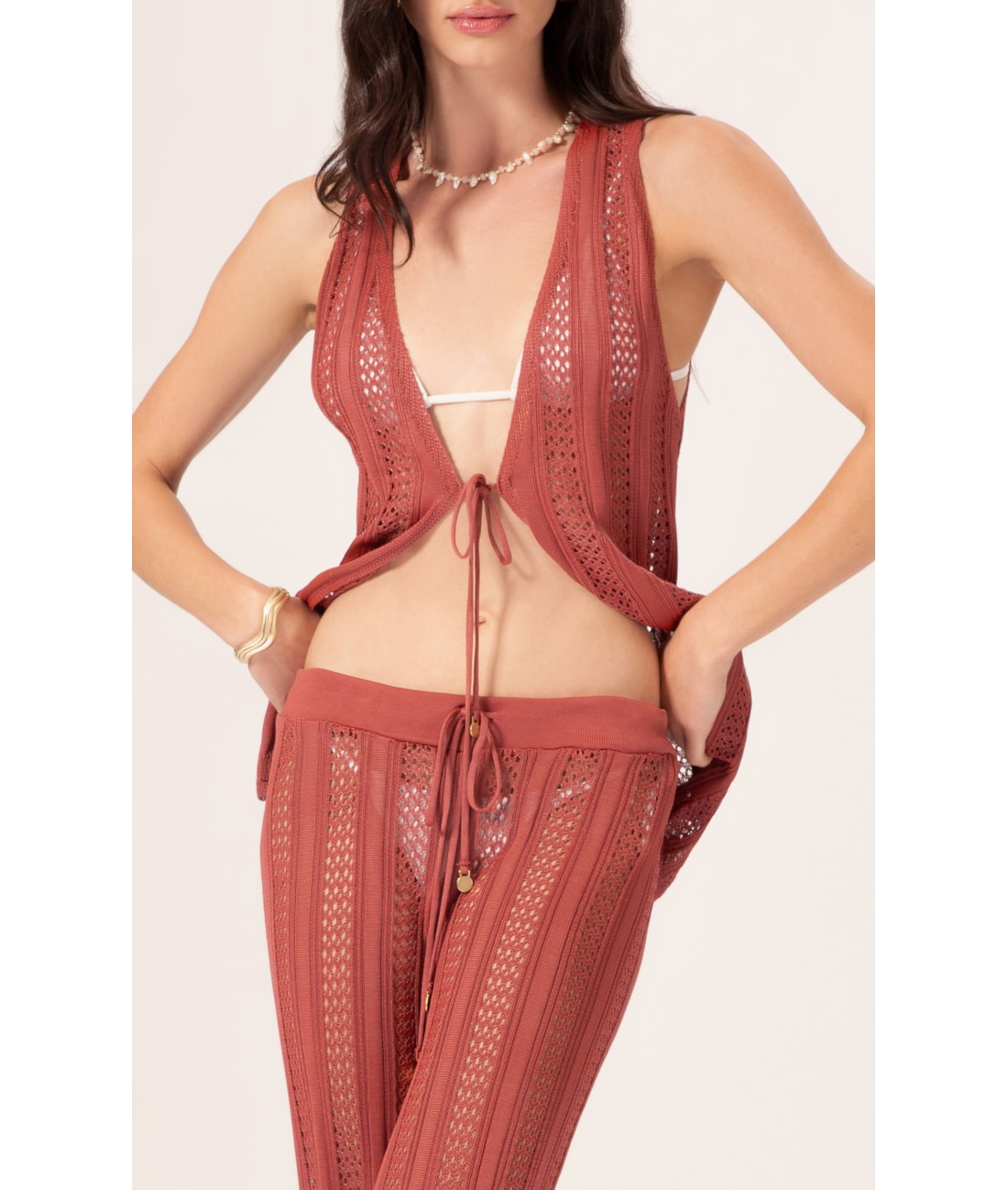 Calça Tricot Telha