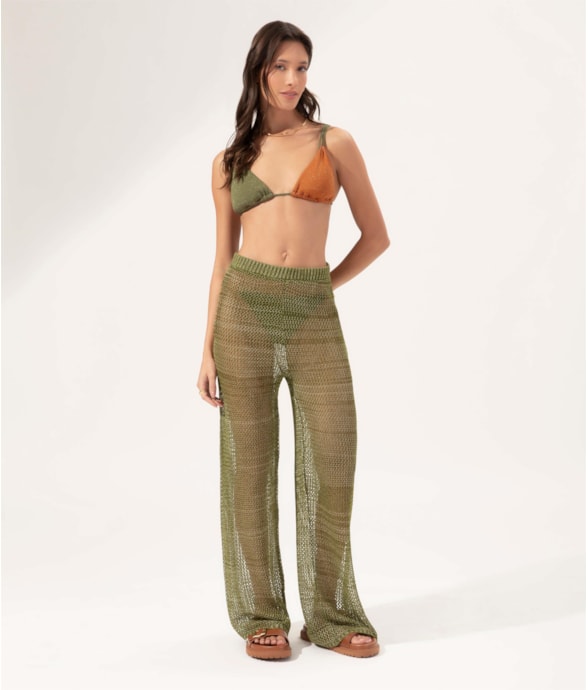 Calça Tricot Rendado Pistache