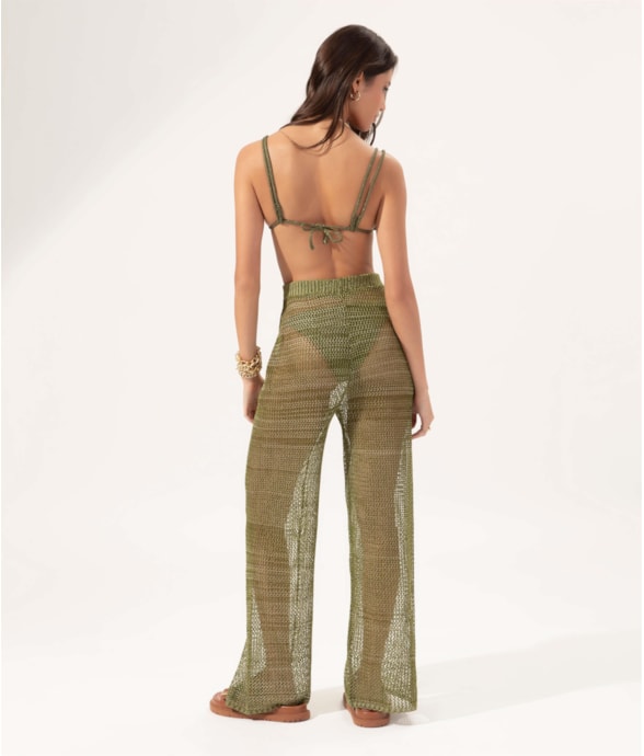 Calça Tricot Rendado Pistache