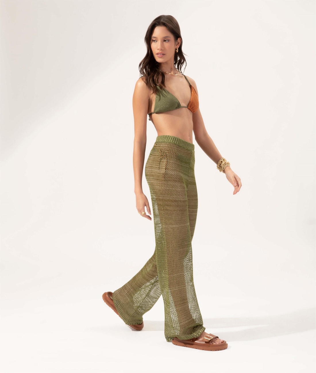 Calça Tricot Rendado Pistache