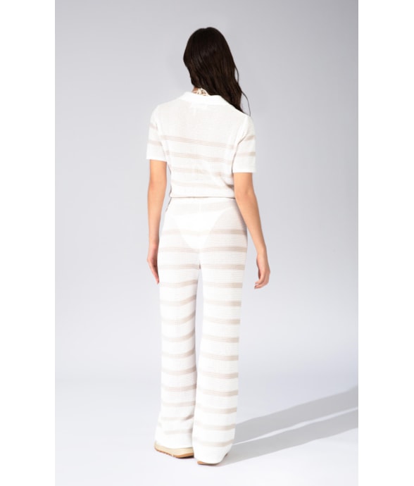 Calça Tricot Stripes Areia