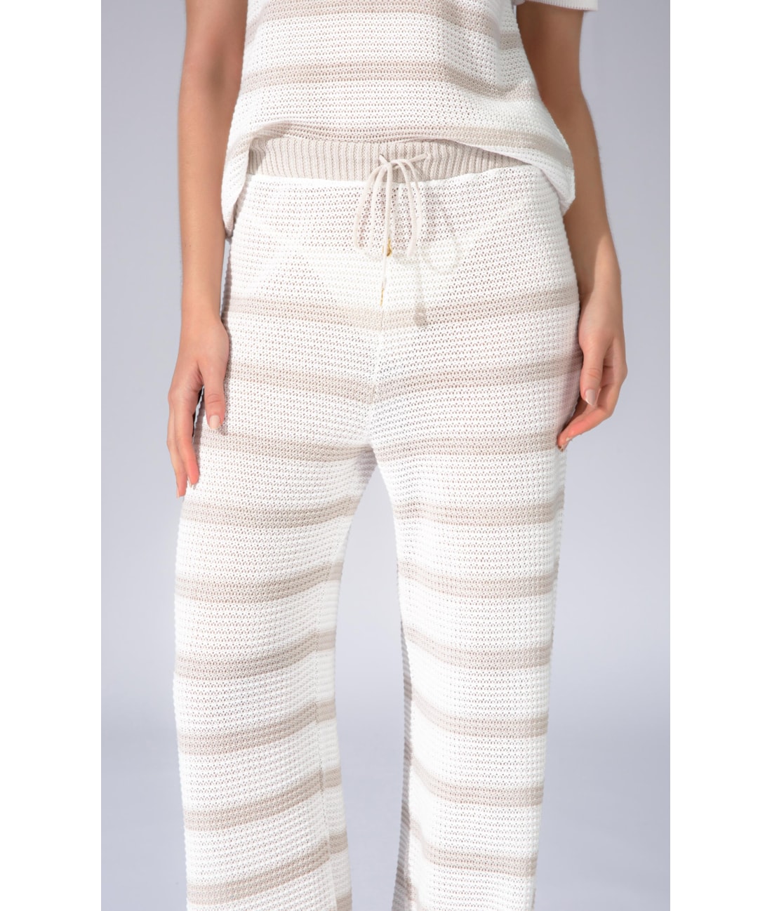 Calça Tricot Stripes Areia