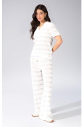 Calça Tricot Stripes Areia