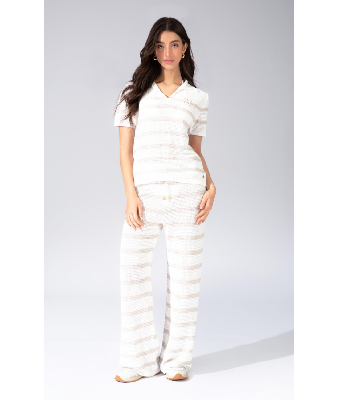 Calça Tricot Stripes Areia