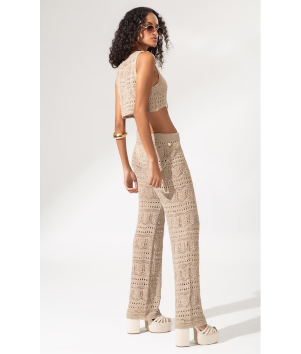 Calça Tricot Wishes Dourado