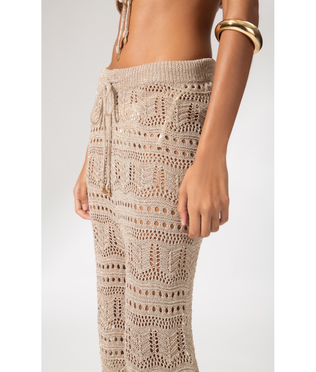 Calça Tricot Wishes Dourado