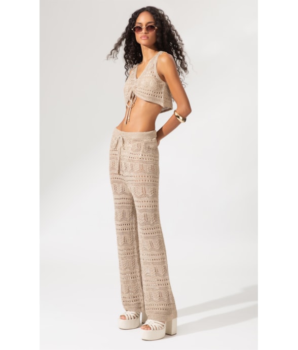 Calça Tricot Wishes Dourado