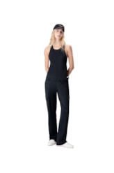 Calça Visco Crepe Preto Mescla