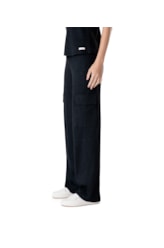 Calça Visco Crepe Preto Mescla