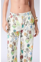 Calça Wide Leg Bouquet Off White