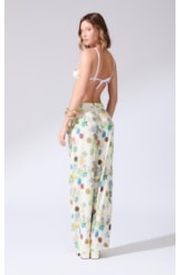 Calça Wide Leg Bouquet Off White