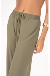 Calça Wide Leg Jersey Verde Oliva