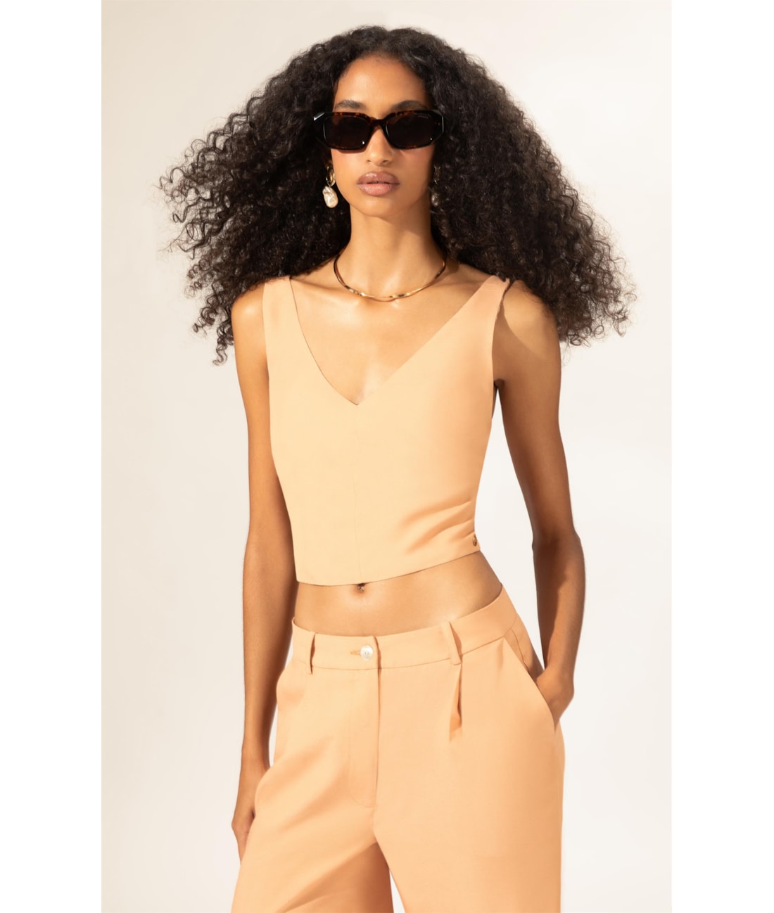 Calça Wide Leg Linho Blend Salmao