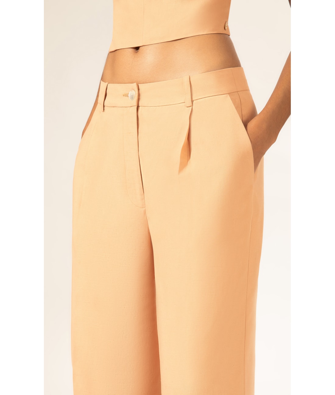 Calça Wide Leg Linho Blend Salmao