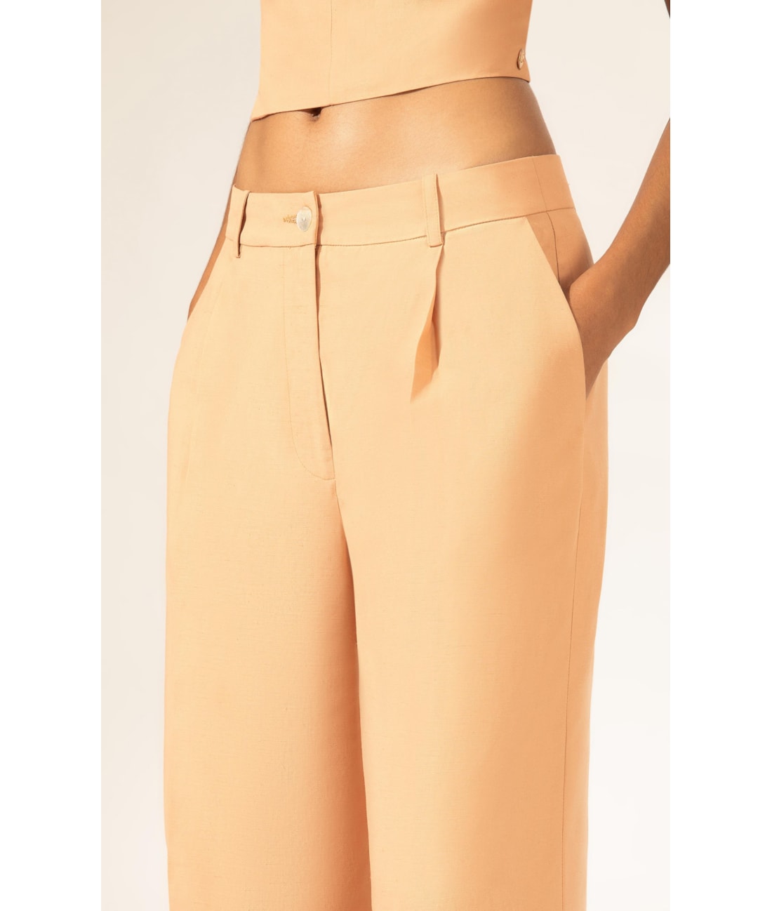 Calça Wide Leg Linho Blend Salmao