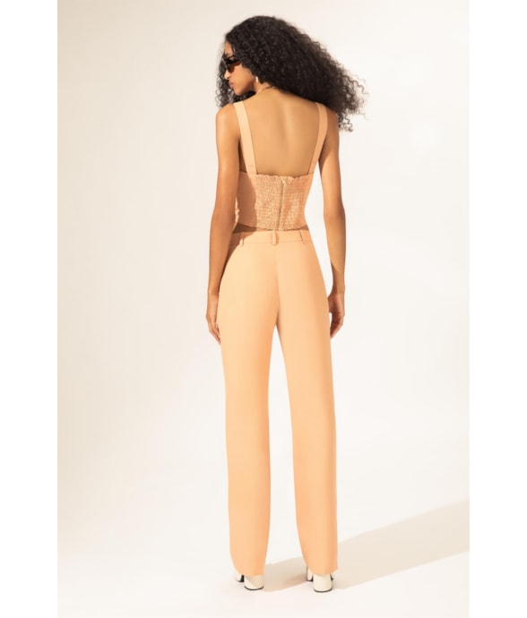 Calça Wide Leg Linho Blend Salmao