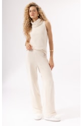 Calça Wide Leg Malha Snow Off White