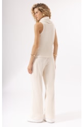 Calça Wide Leg Malha Snow Off White