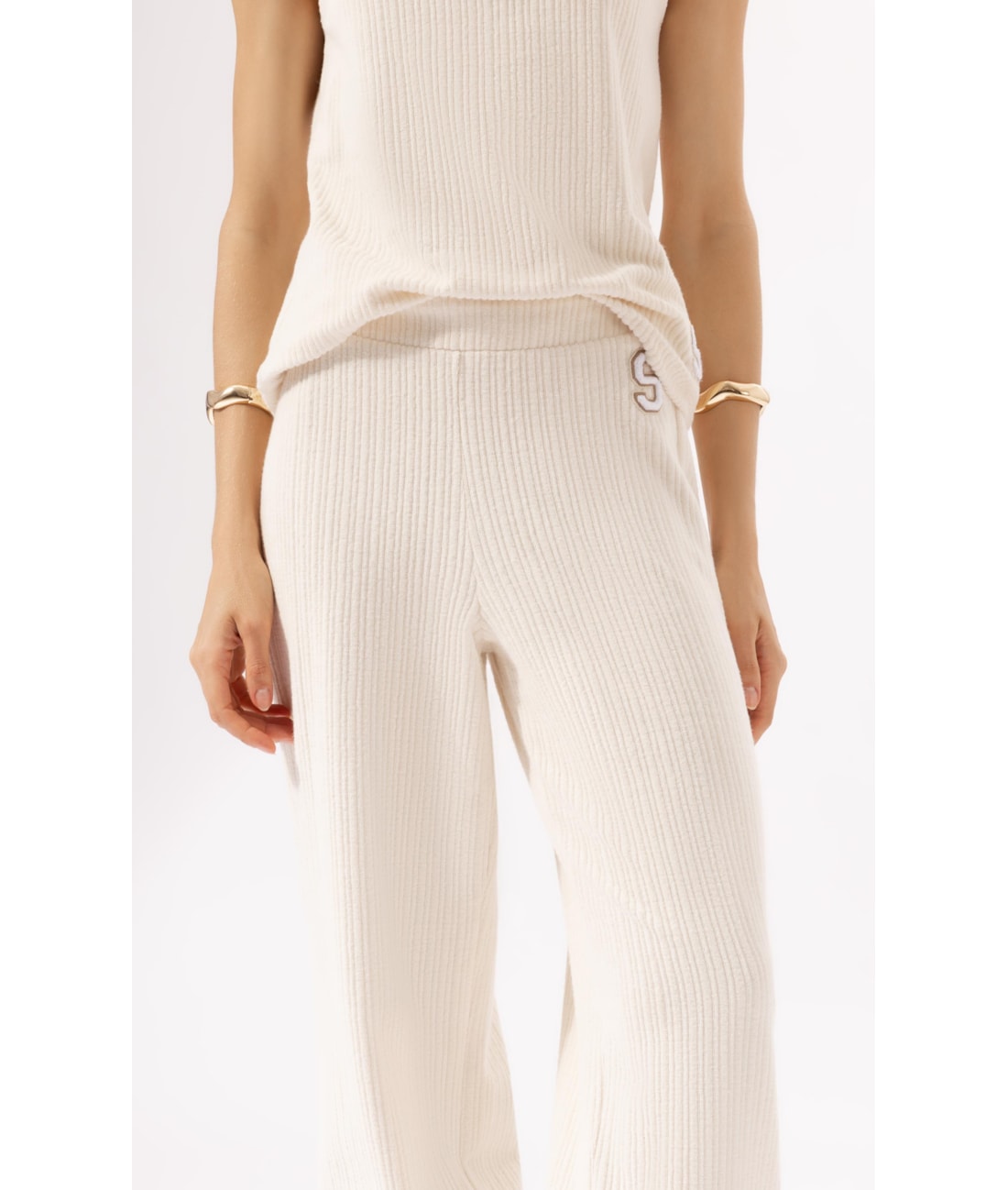 Calça Wide Leg Malha Snow Off White