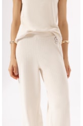 Calça Wide Leg Malha Snow Off White