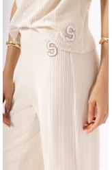 Calça Wide Leg Malha Snow Off White