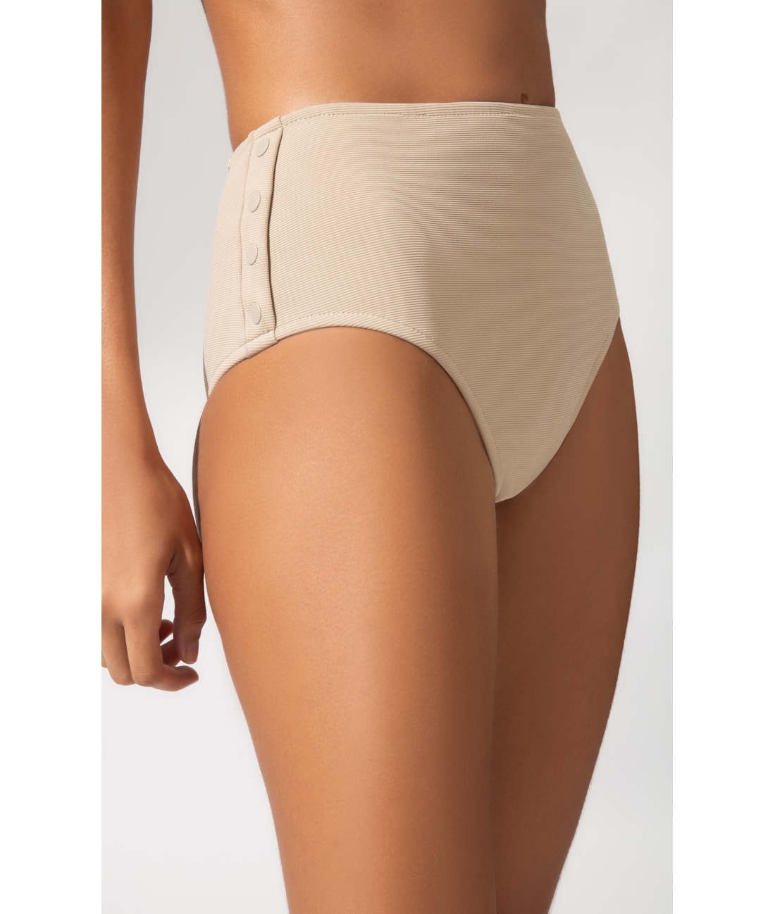 Calcinha Alta Canelado Sculpt Areia