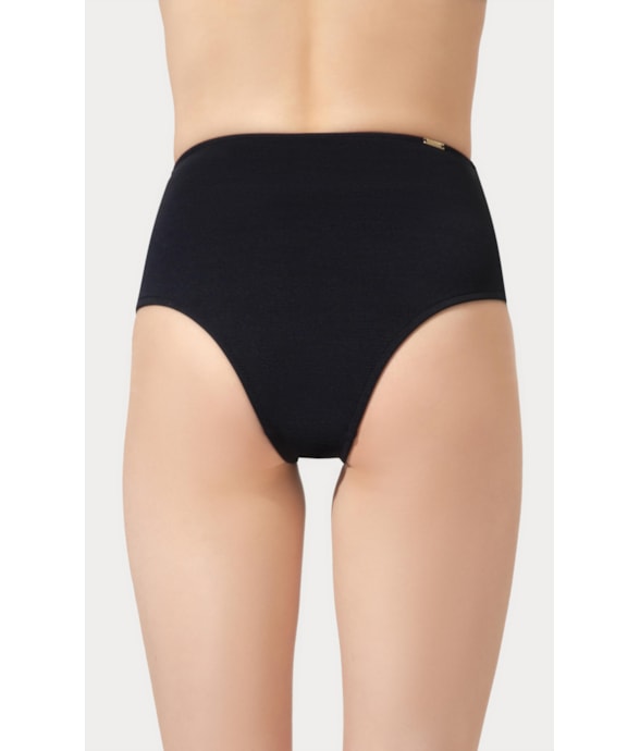 Calcinha Alta Canelado Sculpt Preto