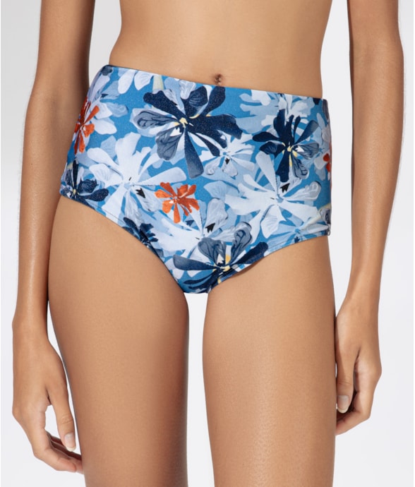 Calcinha Alta Double Comfort Blossom Azul Bic