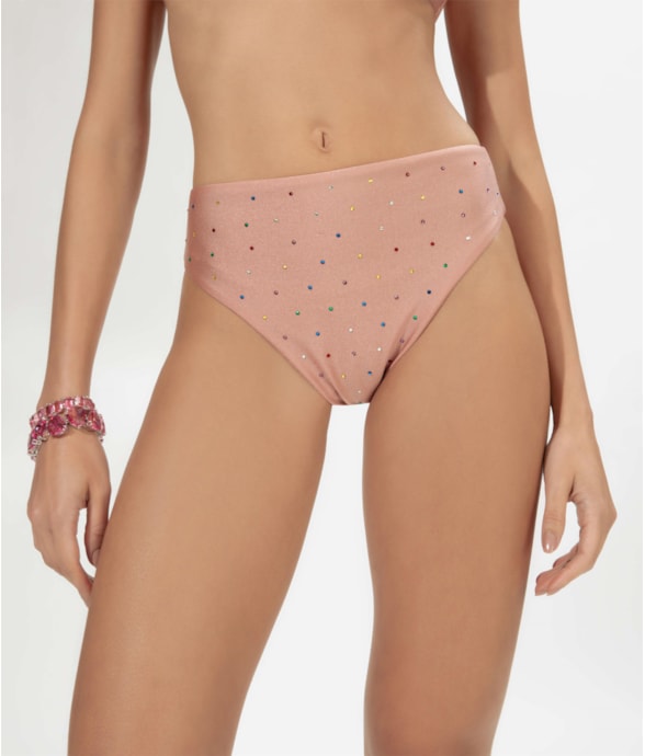 Calcinha Asa Delta Crystals By Swarovski Rosa Dusty