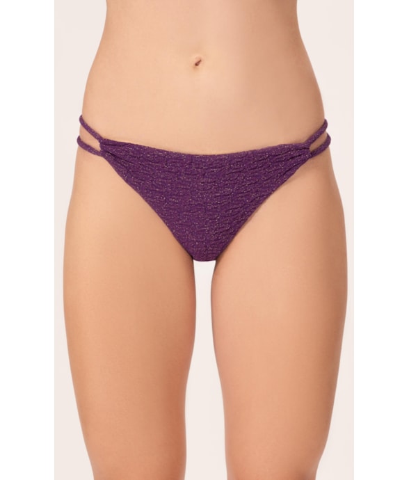 Calcinha Canal Rolotê Crepe Shine Roxo