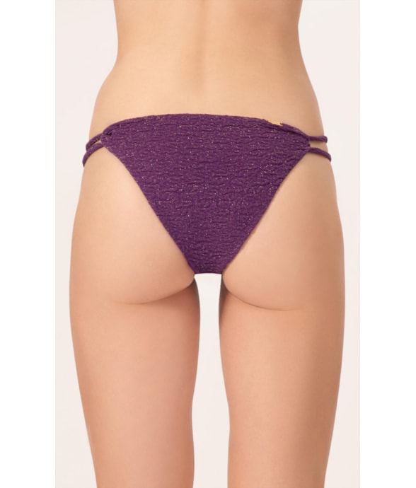 Calcinha Canal Rolotê Crepe Shine Roxo