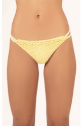Calcinha Canal Rolotê Mesh Lurex Amarelo Claro