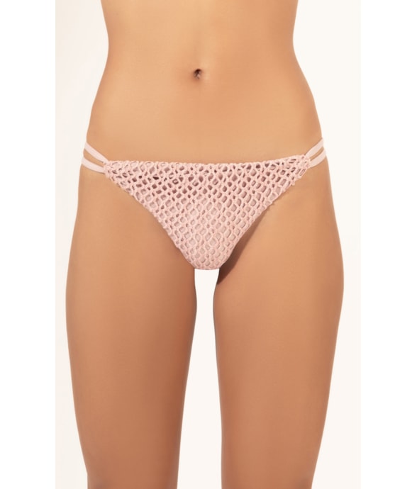Calcinha Canal Rolotê Mesh Lurex Rosê
