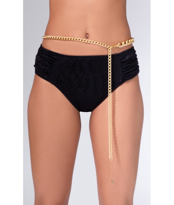 Calcinha Franzida Comf l Jacquard Laguna Preto