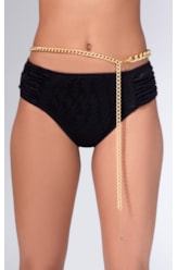Calcinha Franzida Comf l Jacquard Laguna Preto