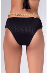 Calcinha Franzida Comf l Jacquard Laguna Preto